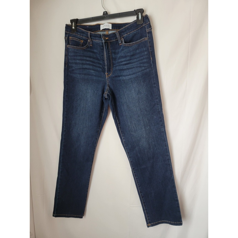 Crown & Ivy Women's Size 14 Straight Leg Jeans Dark Wash Mid-Rise Denim